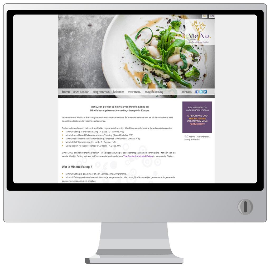 Website voor MeNu, centre for mindfuleating and nutrition