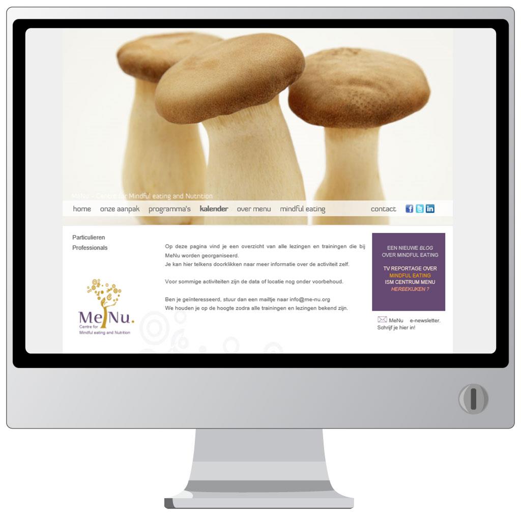 Website voor MeNu, centre for mindfuleating and nutrition