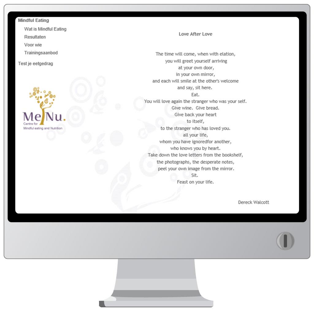 Website voor MeNu, centre for mindfuleating and nutrition