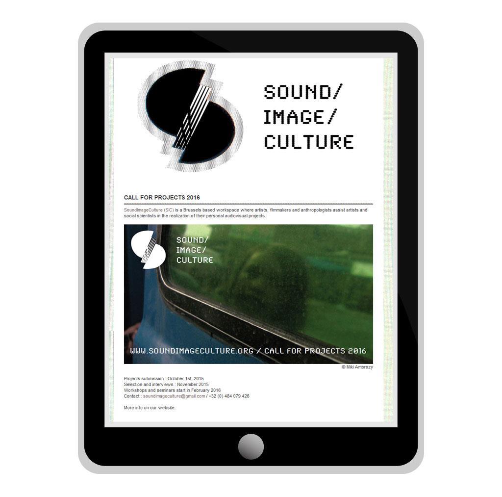 Nieuwsbrief voor SoundImageCulture, culturele organisatie in Brussel