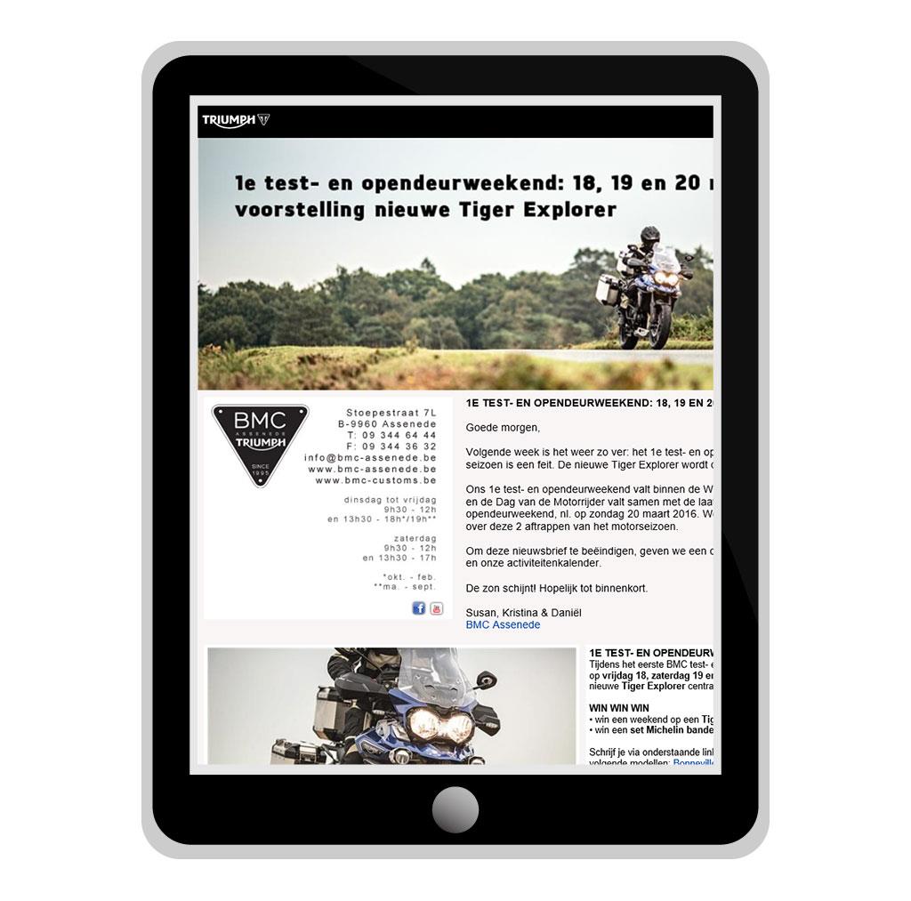 Nieuwsbrief voor BMC Assenede, Triumph motordealer