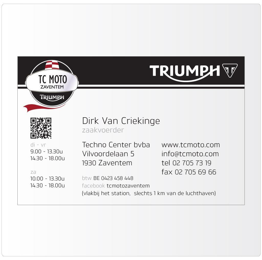 Naamkaartje voor TC Moto Zaventem, Triumph motordealer